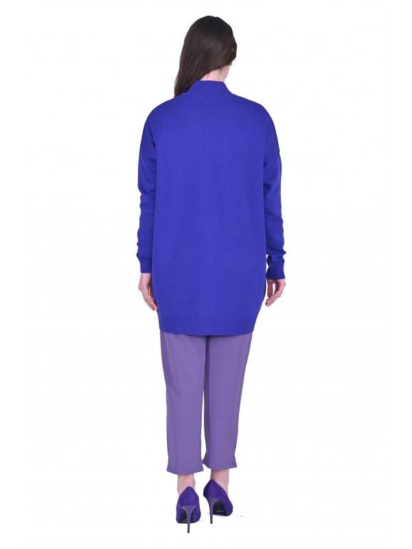 İNVEE 7070 Yün Karışımlı Triko Hırka - Mor