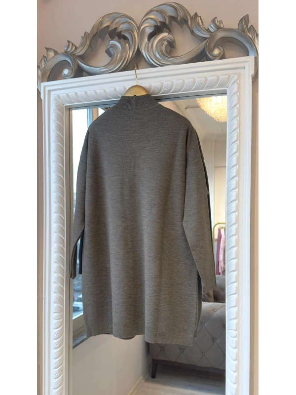 İNVEE 7070 Yün Karışımlı Triko Hırka - Vizon