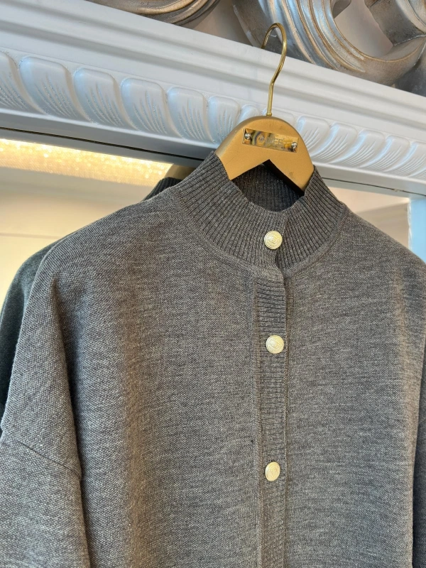 İNVEE 7070 Yün Karışımlı Triko Hırka - Vizon