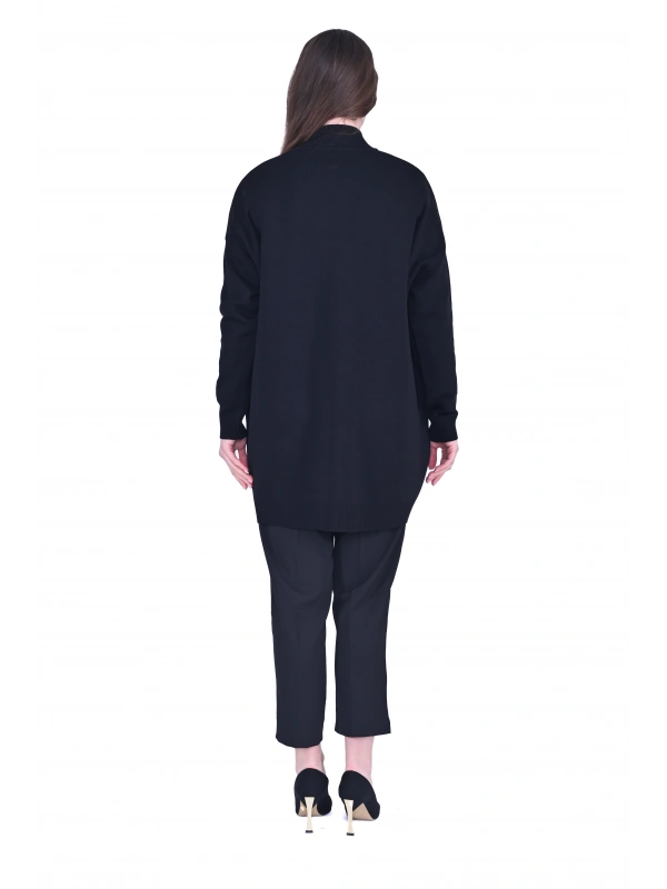 İNVEE 7070 Yün Karışımlı Triko Hırka - Siyah