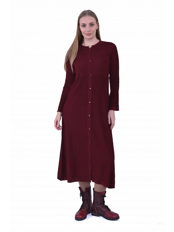 İNVEE 7073 Yün Karışımlı Hırka - Bordo