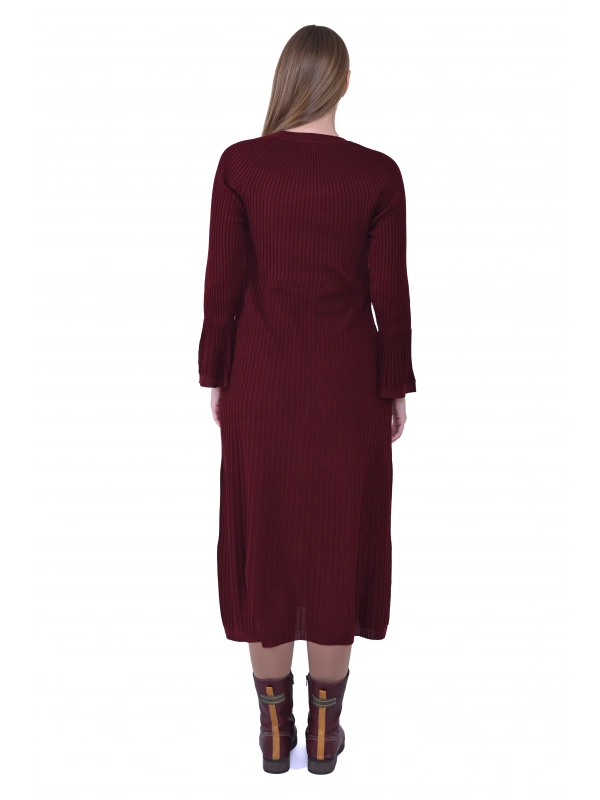 İNVEE 7073 Yün Karışımlı Hırka - Bordo