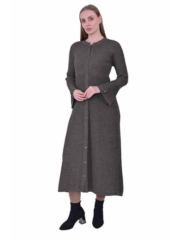 İNVEE 7073 Yün Karışımlı Hırka - Vizon