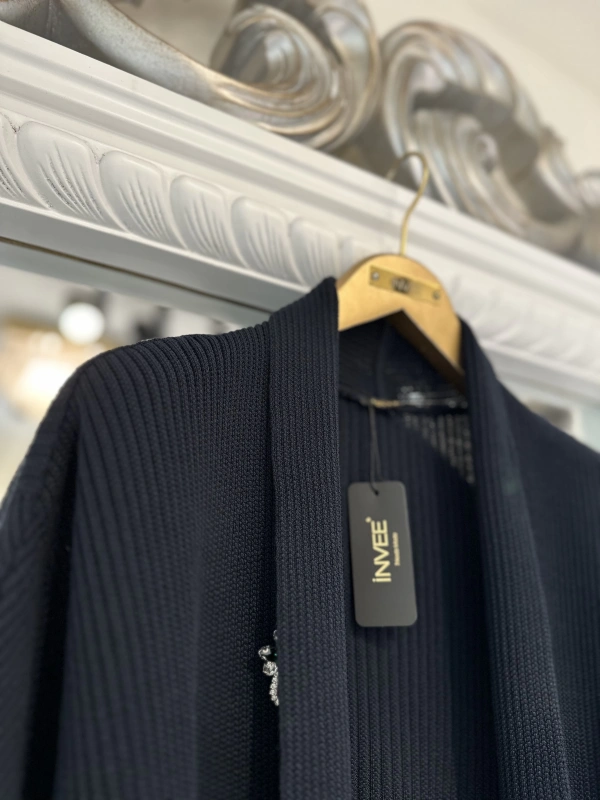 İNVEE 7077 Yün Karışımlı Lacivert Hırka