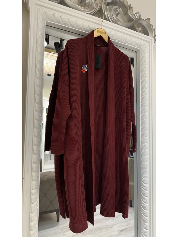 İNVEE 7077 Yün Karışımlı Bordo Hırka