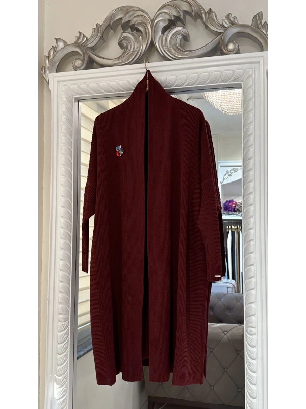 İNVEE 7077 Yün Karışımlı Bordo Hırka