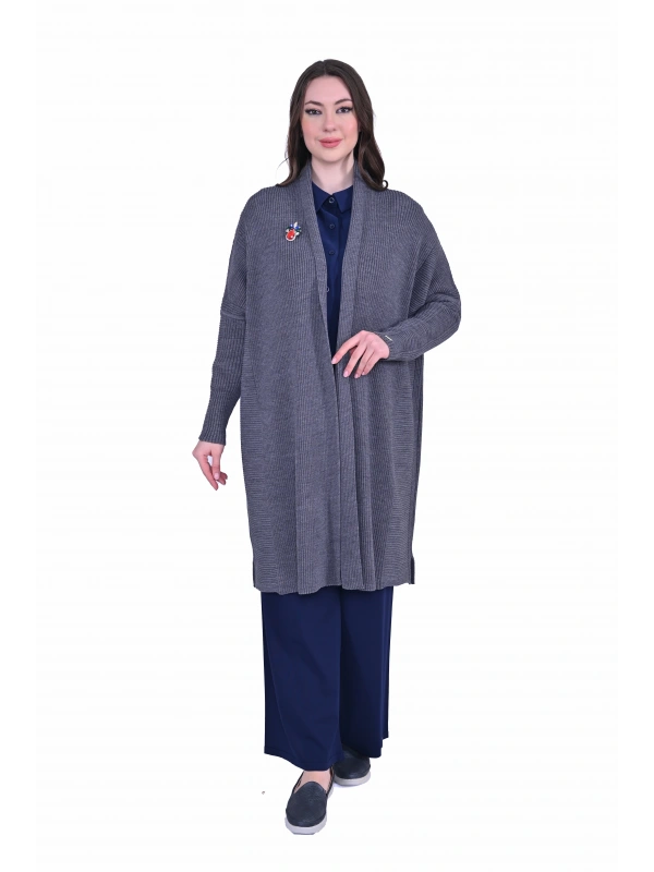 İNVEE 7077 Yün Karışımlı Gri Hırka