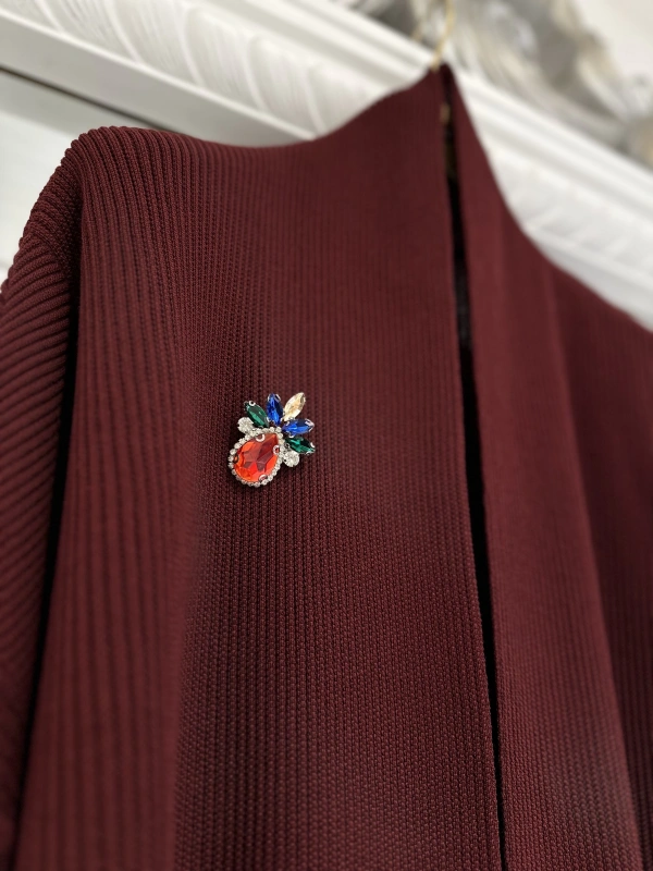 İNVEE 7077 Yün Karışımlı Bordo Hırka