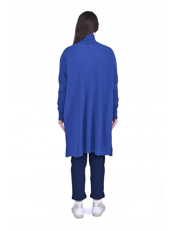 İNVEE 7077 Yün Karışımlı İndigo Hırka