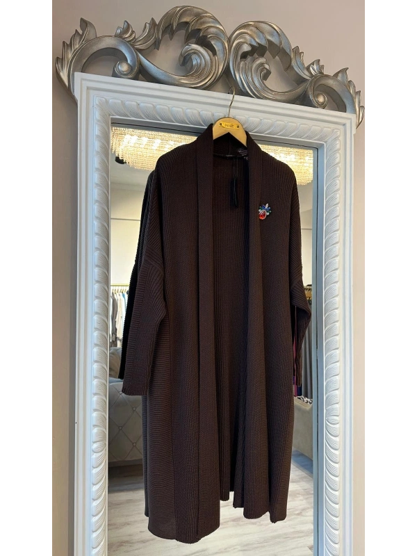 İNVEE 7077 Yün Karışımlı Kahverengi Hırka