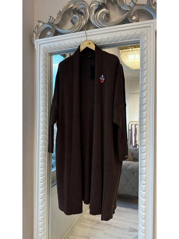 İNVEE 7077 Yün Karışımlı Kahverengi Hırka