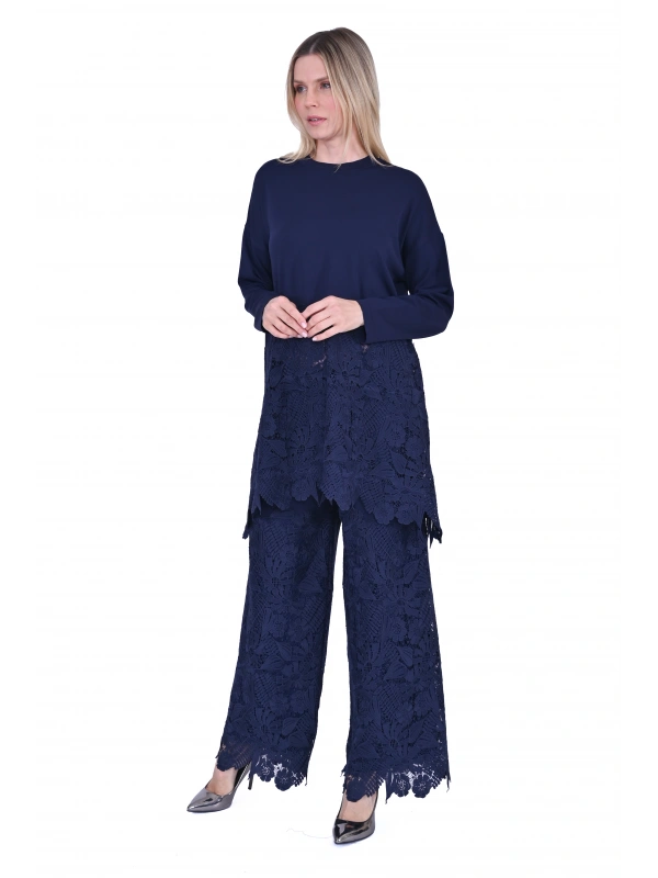 İNVEE 7078 Dantelli Takım - Lacivert