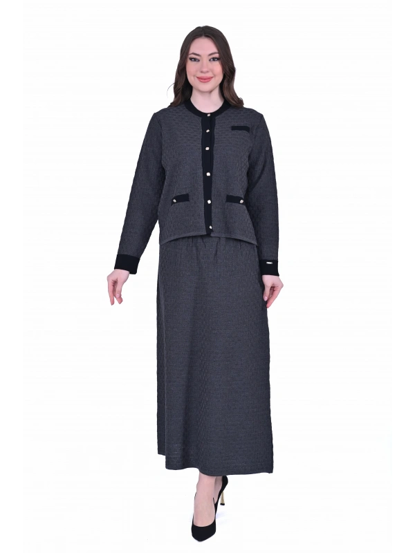 İNVEE 7080 Yün Karışımlı Triko Takım - Antrasit