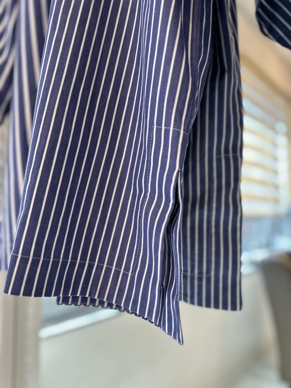 İNVEE Çizgili Pamuk Gömlek - Lacivert