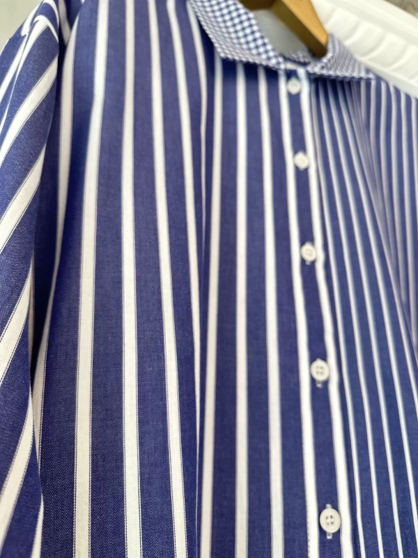 İNVEE Çizgili Uzun Gömlek - Lacivert