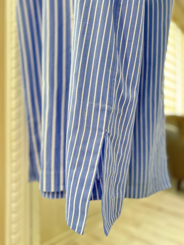 İNVEE Çizgili Uzun Gömlek - Mavi