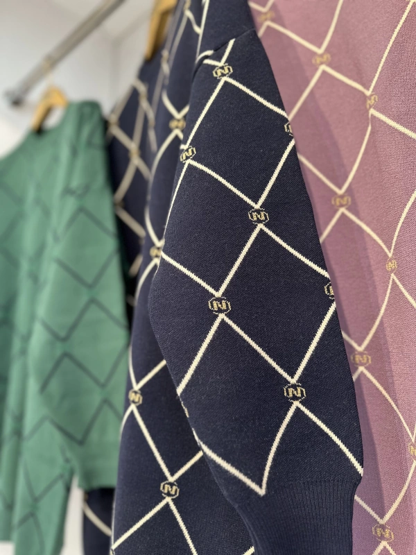 İNVEE 7091 Desenli Triko Tunik - Lacivert