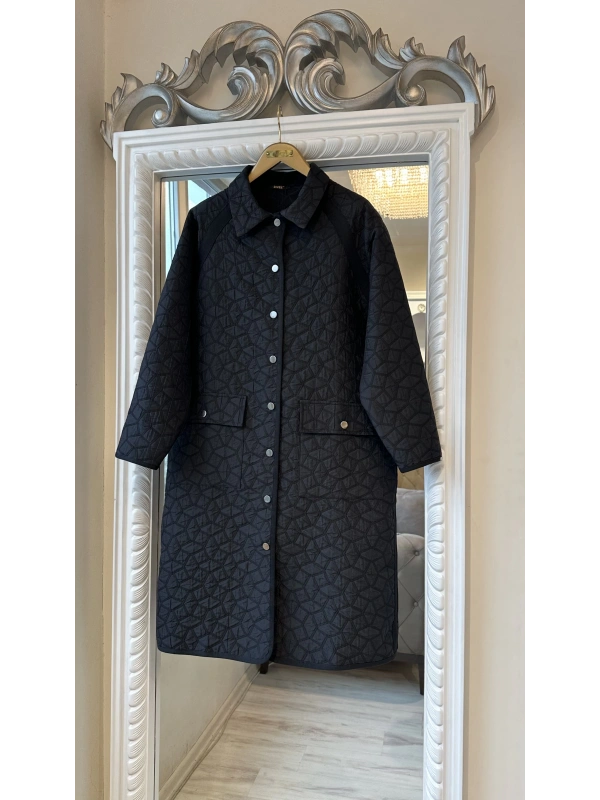 İNVEE 7096 Kapitone Ceket - Siyah