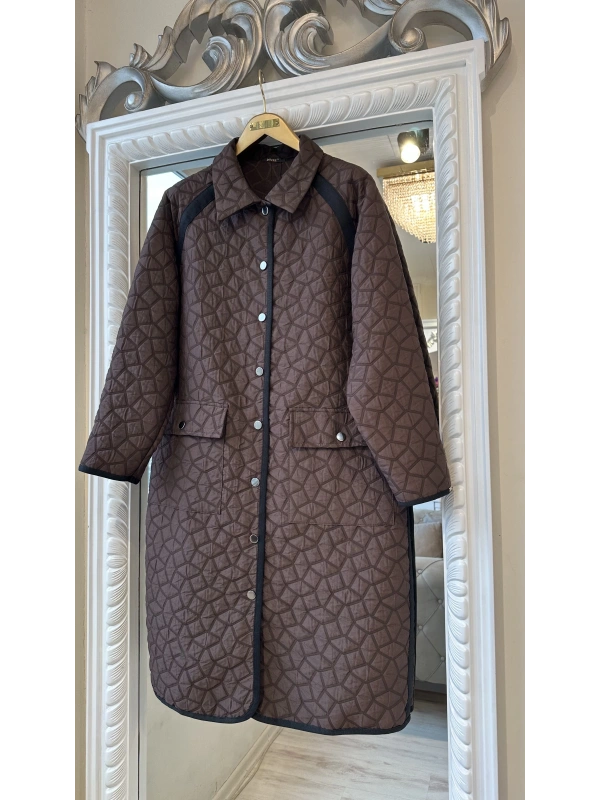 İNVEE 7096 Kapitone Ceket - Kahverengi