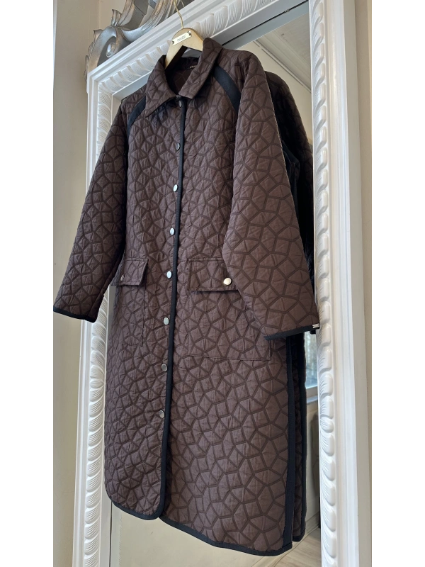 İNVEE 7096 Kapitone Ceket - Kahverengi