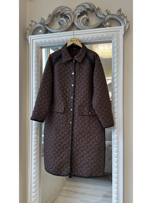 İNVEE 7096 Kapitone Ceket - Kahverengi