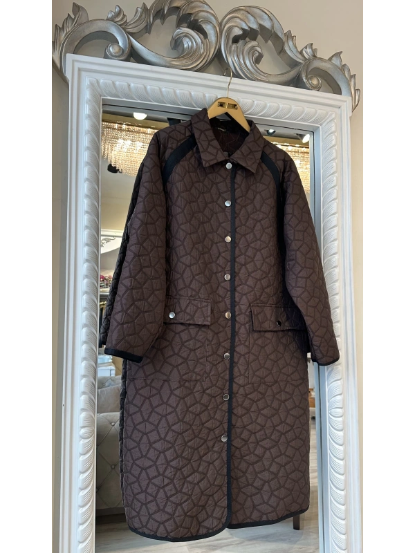 İNVEE 7096 Kapitone Ceket - Kahverengi