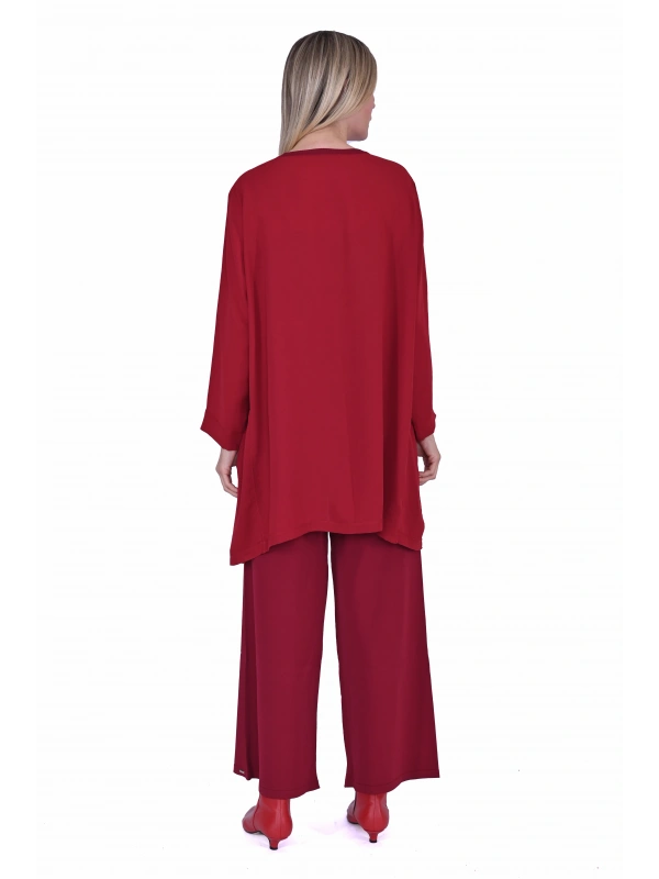 İNVEE 7104 Rahat Kalıp Caz Tunik - Bordo