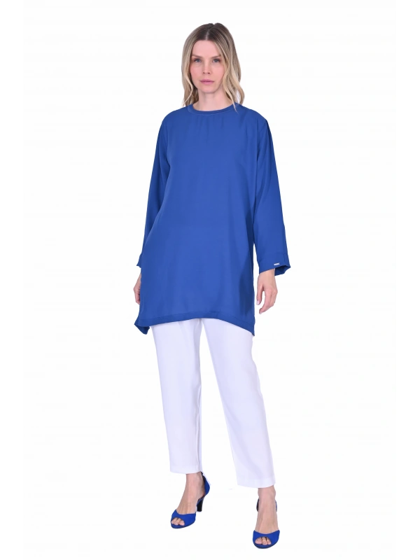 İNVEE 7104 Rahat Kalıp Caz Tunik - İndigo