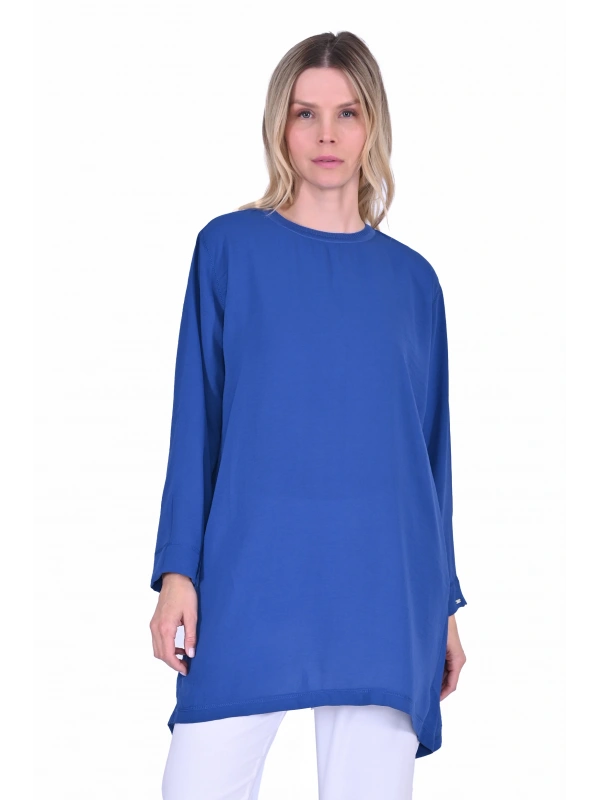 İNVEE 7104 Rahat Kalıp Caz Tunik - İndigo