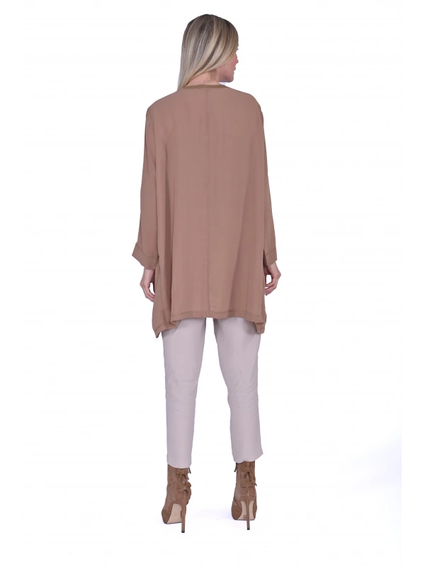 İNVEE 7104 Rahat Kalıp Caz Tunik - Camel