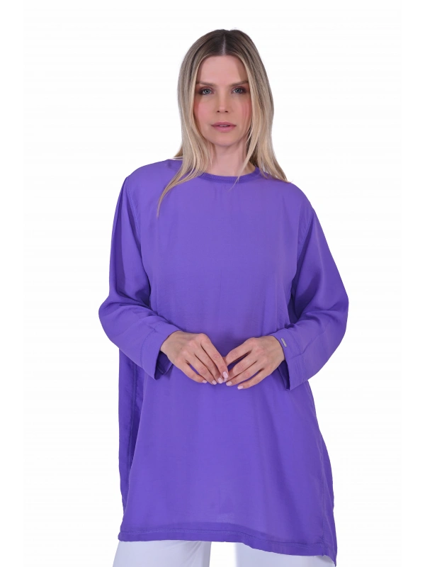İNVEE 7104 Rahat Kalıp Caz Tunik - Mor
