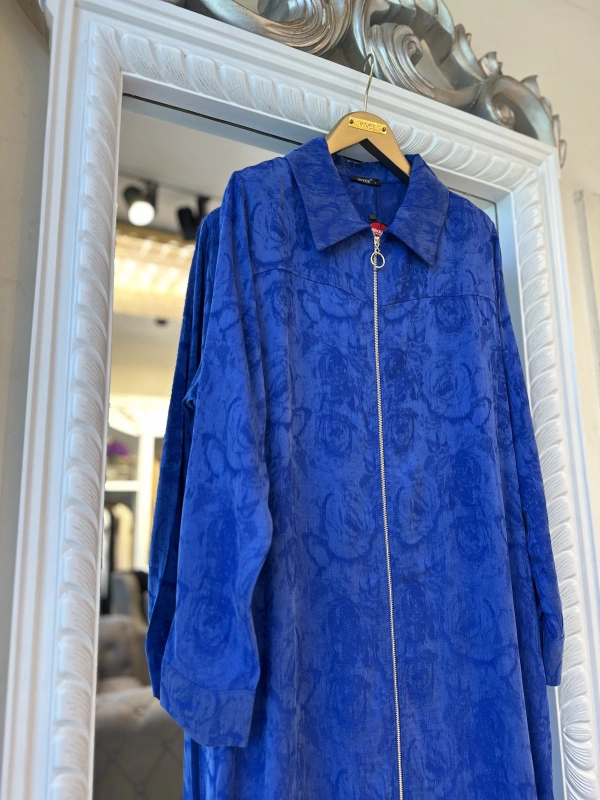 İNVEE Çiçek Desenli Lyocell Kap - Sax