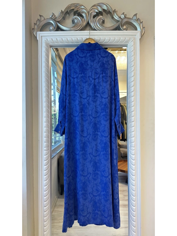 İNVEE Çiçek Desenli Lyocell Kap - Sax