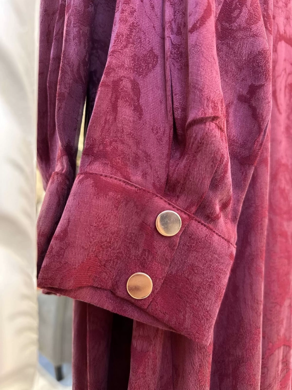 İNVEE Çiçek Desenli Lyocell Kap - Bordo