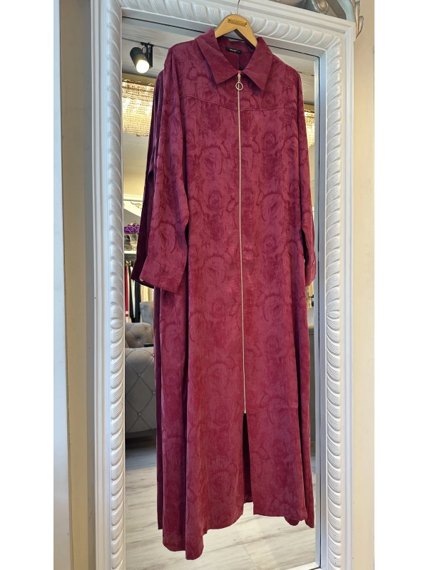 İNVEE Çiçek Desenli Lyocell Kap - Bordo