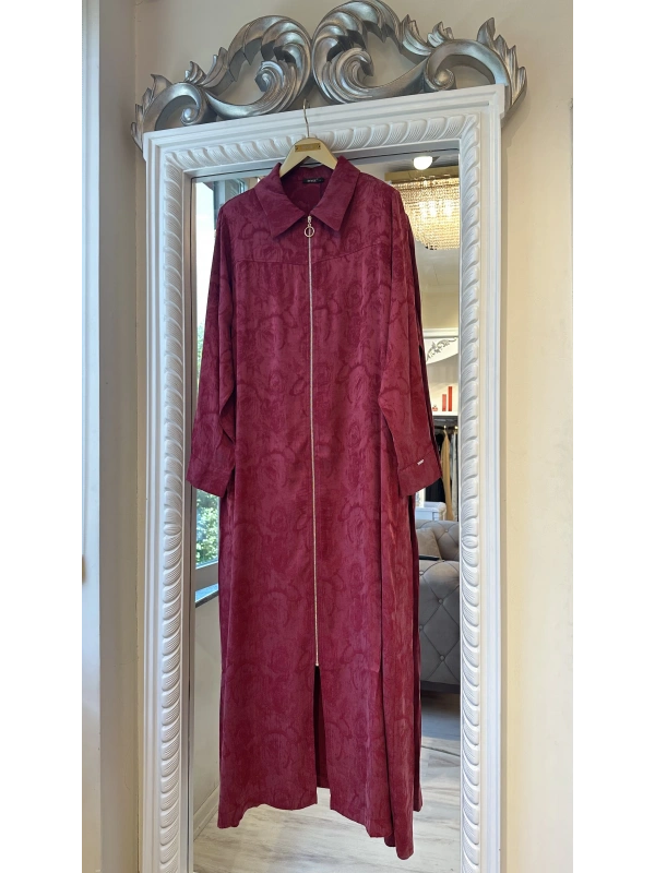 İNVEE Çiçek Desenli Lyocell Kap - Bordo