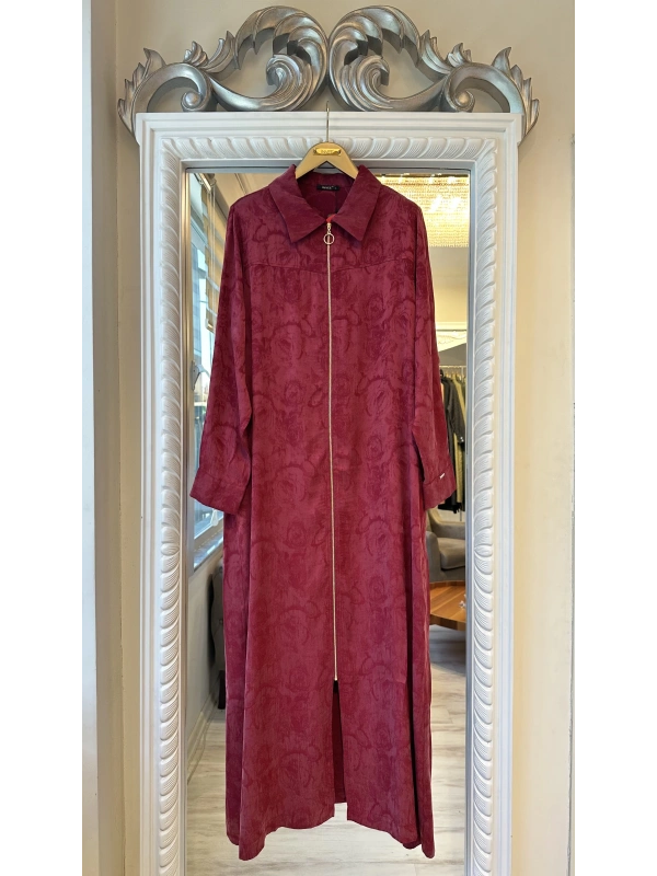 İNVEE Çiçek Desenli Lyocell Kap - Bordo