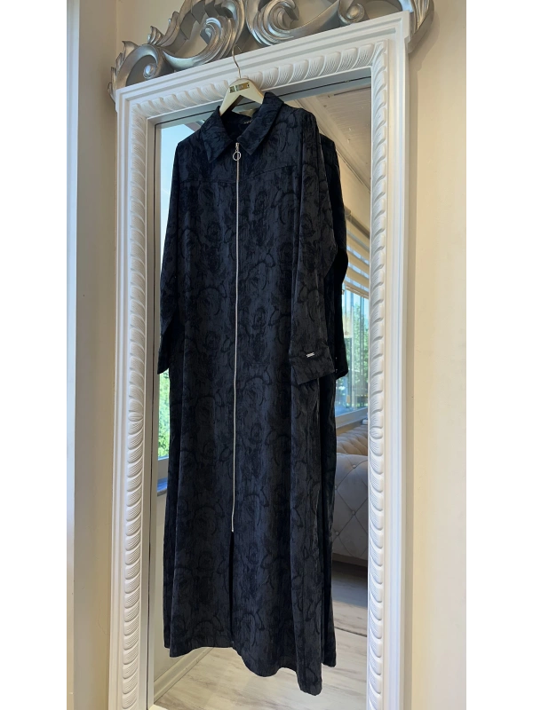 İNVEE Çiçek Desenli Lyocell Kap - Siyah