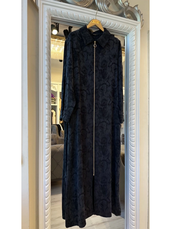 İNVEE Çiçek Desenli Lyocell Kap - Siyah