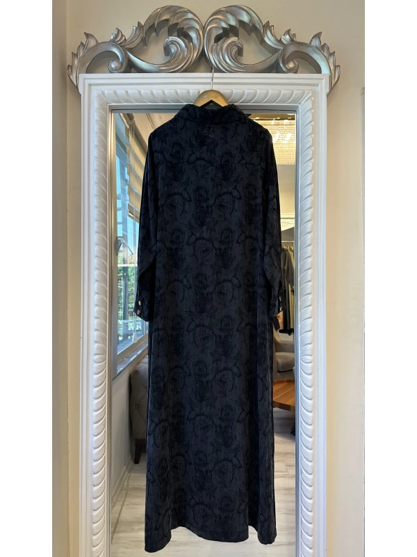 İNVEE Çiçek Desenli Lyocell Kap - Siyah