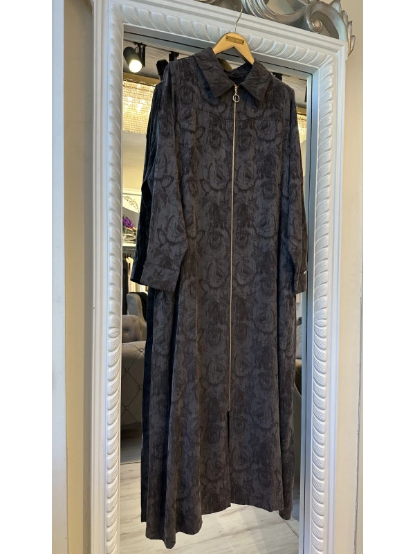 İNVEE Çiçek Desenli Lyocell Kap - Kahverengi