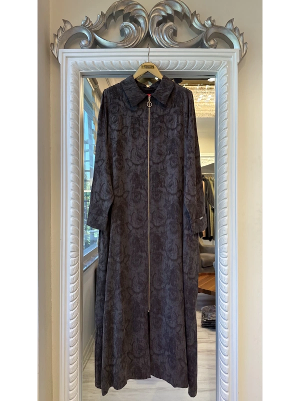 İNVEE Çiçek Desenli Lyocell Kap - Kahverengi