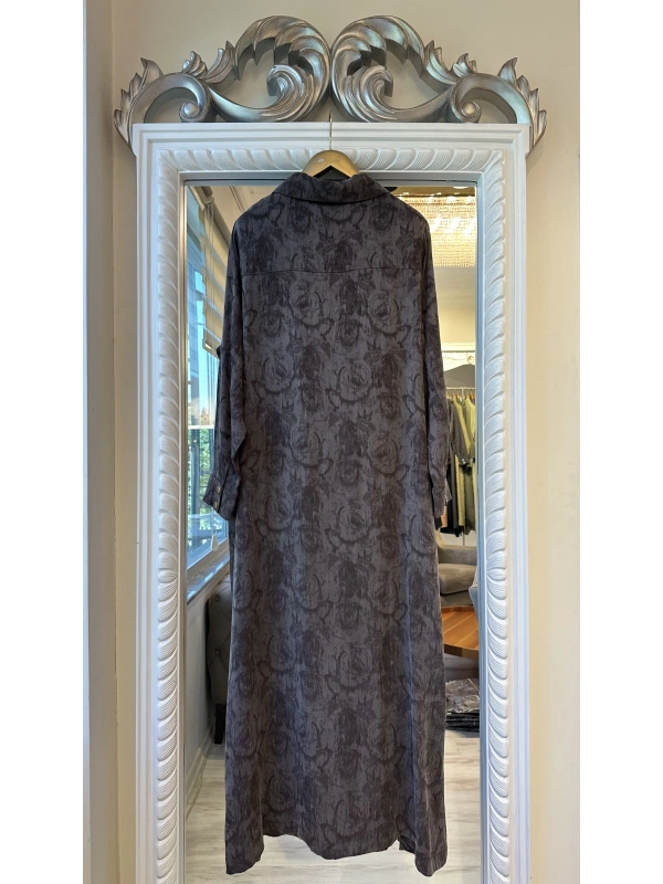 İNVEE Çiçek Desenli Lyocell Kap - Kahverengi