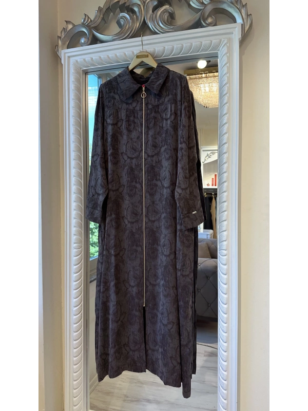 İNVEE Çiçek Desenli Lyocell Kap - Kahverengi