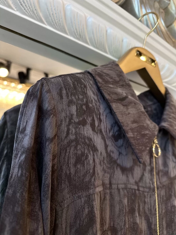 İNVEE Çiçek Desenli Lyocell Kap - Kahverengi