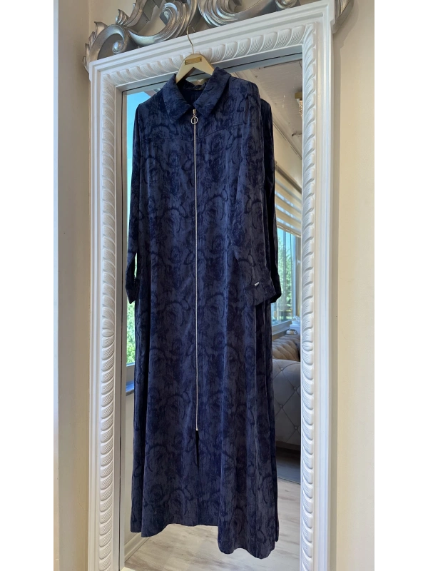 İNVEE Çiçek Desenli Lyocell Kap - Lacivert