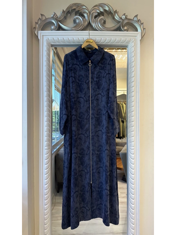 İNVEE Çiçek Desenli Lyocell Kap - Lacivert