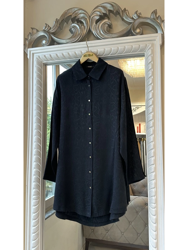 İNVEE Desenli Gömlek - Siyah