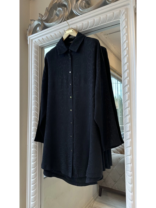 İNVEE Desenli Gömlek - Siyah