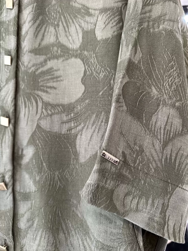 İNVEE Çiçek Desenli Lyocell Gömlek - Haki